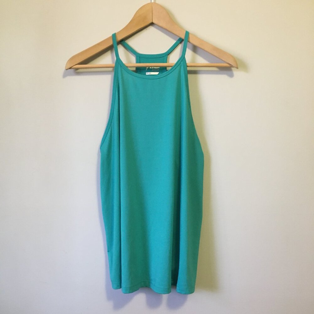 Old Navy Aqua Blue Thin Strap Racerback Tank Top Medium